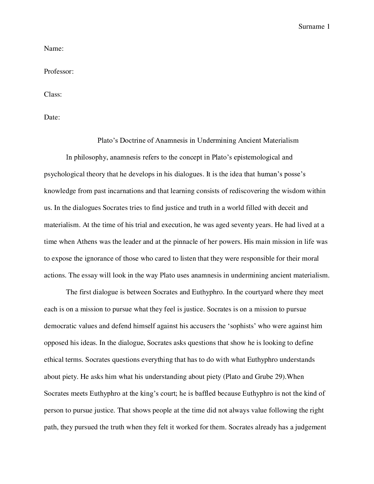 Preview image for Plato’s Doctrine of Anamnesis in Undermining Ancient Materialism